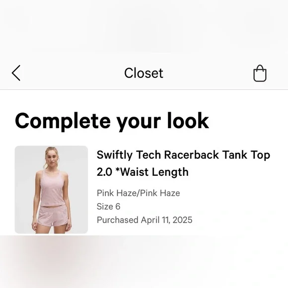 New Lululemon Swiftly Tech Cropped Racerback Tank Top. Pink Haze. Size 6. - Picture 13 of 16